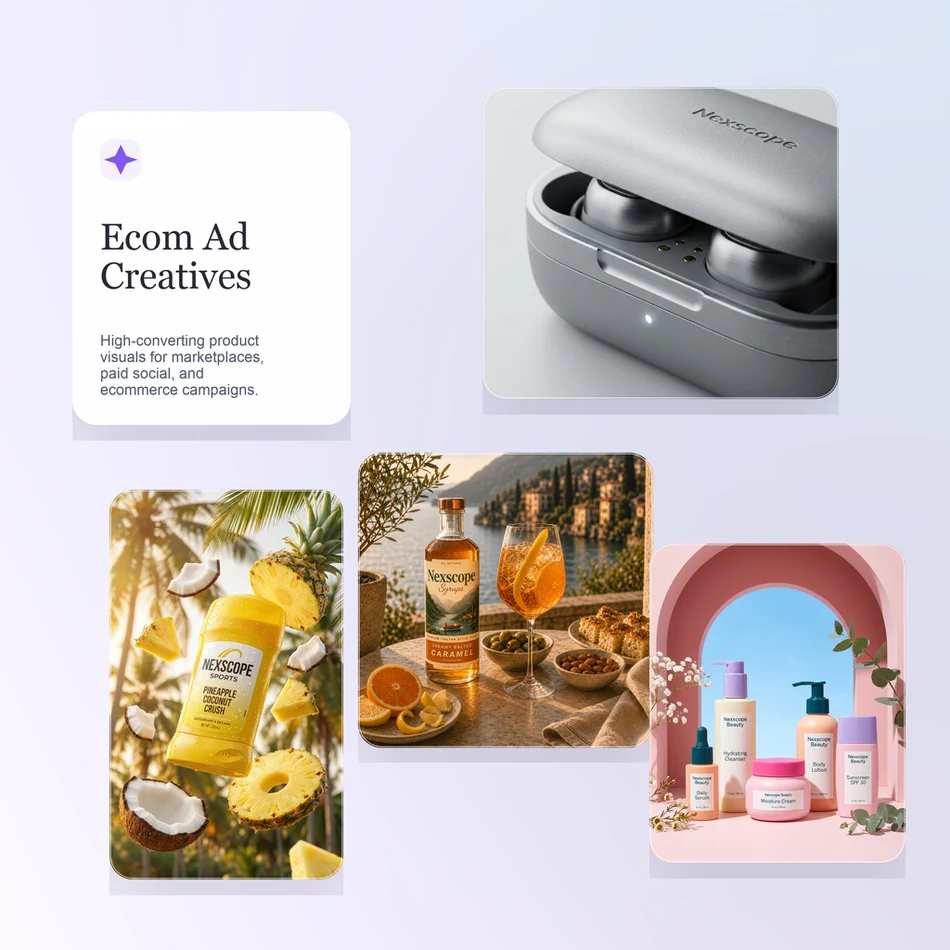 Ecommerce ad creatives collage for campaign-ready product visuals