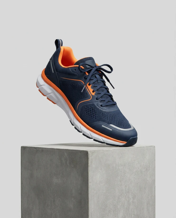 Clean catalog product photography for running shoe