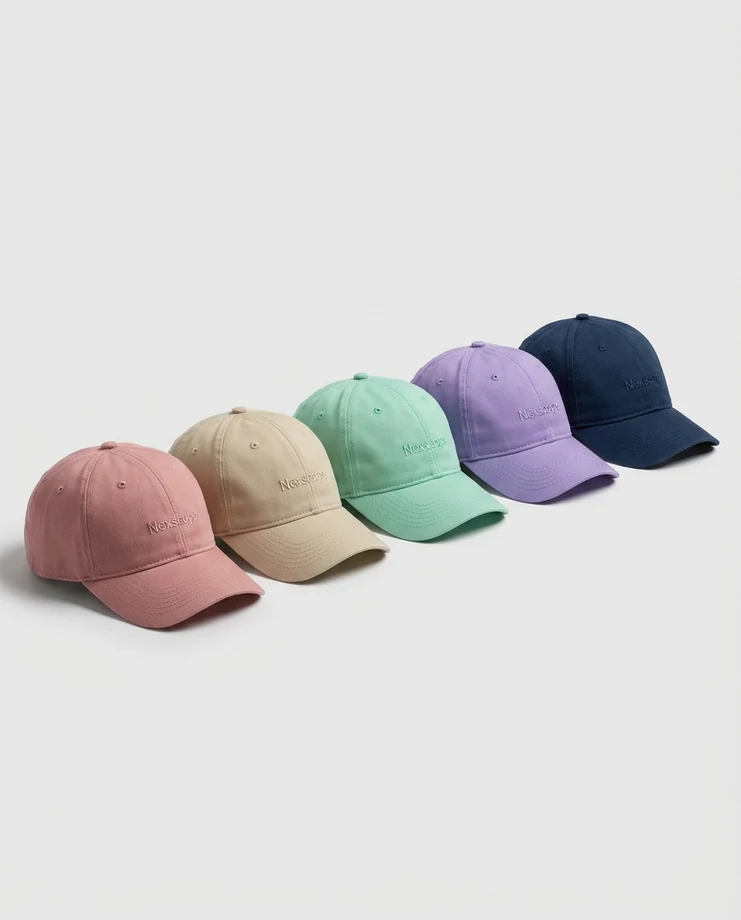 Catalog image showing product color variants for caps