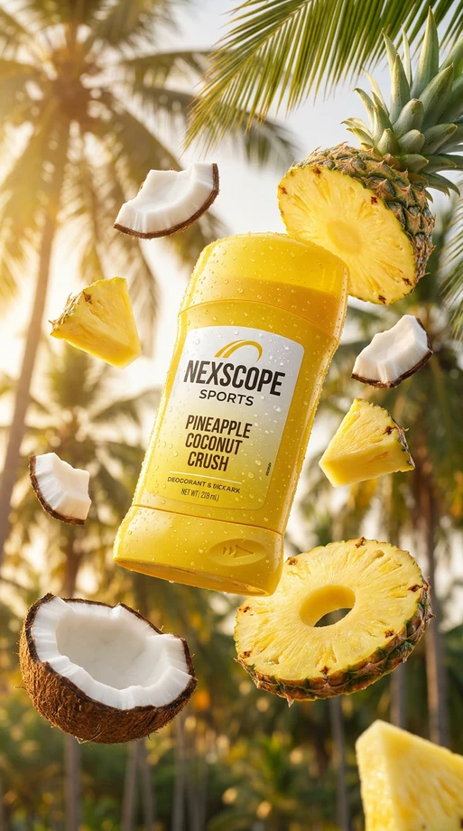 Tropical ecommerce ad creative for deodorant product