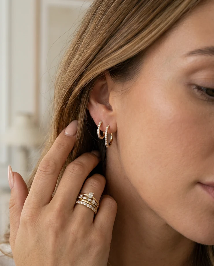 Close-up model product photography for jewelry