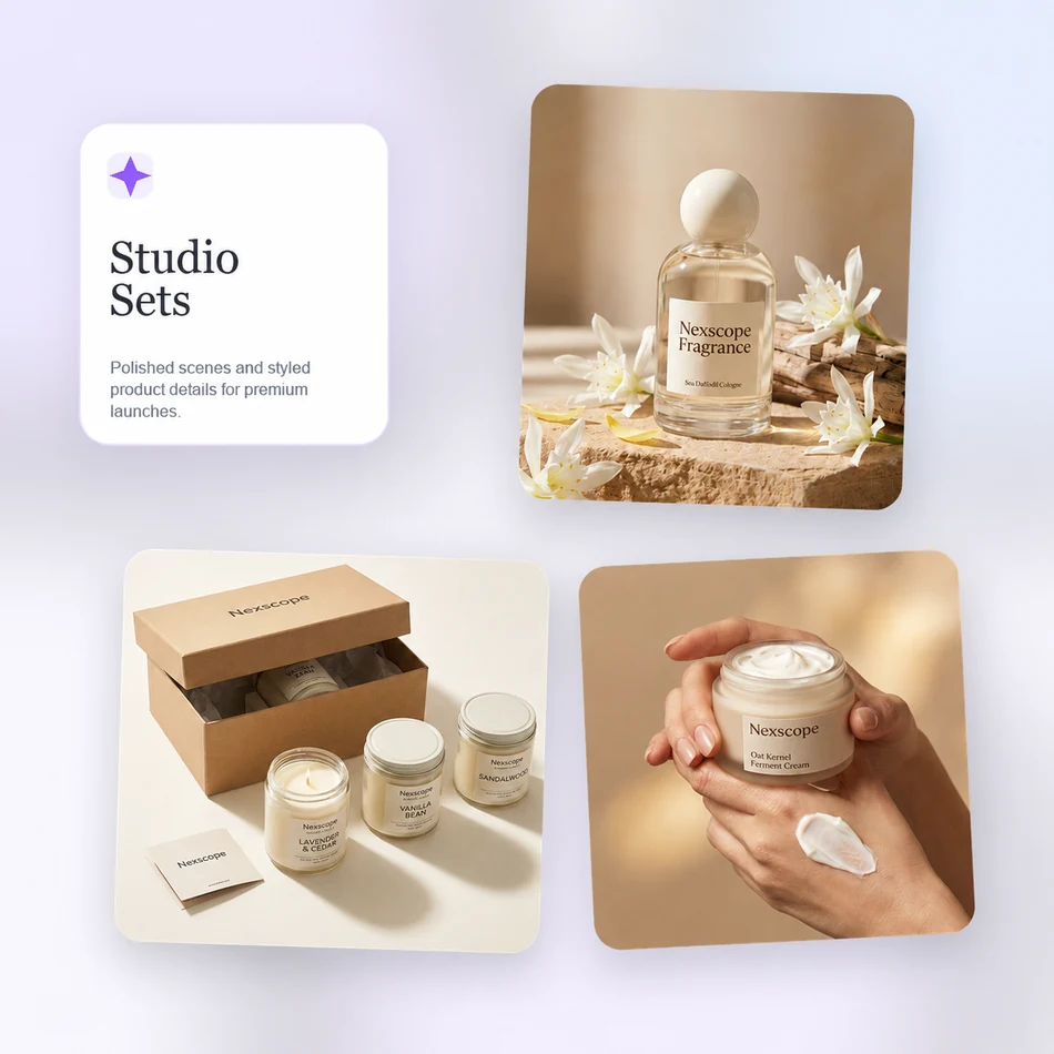 Studio sets collage for ecommerce product content